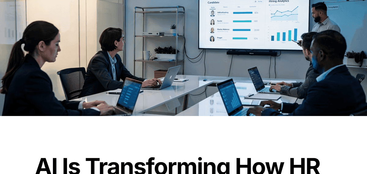 HR-Team bei einer Schulung zu künstlicher Intelligenz in einem modernen Büro